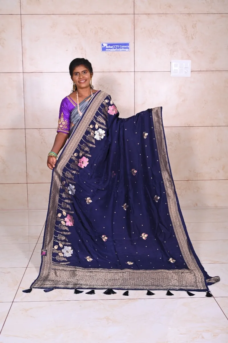 Pure Banarasi Silk -  Navy Blue