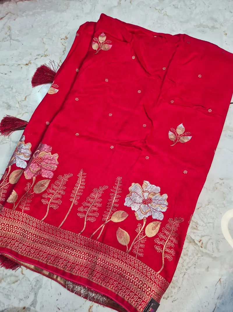 Pure Banarasi Silk -  Rani Pink